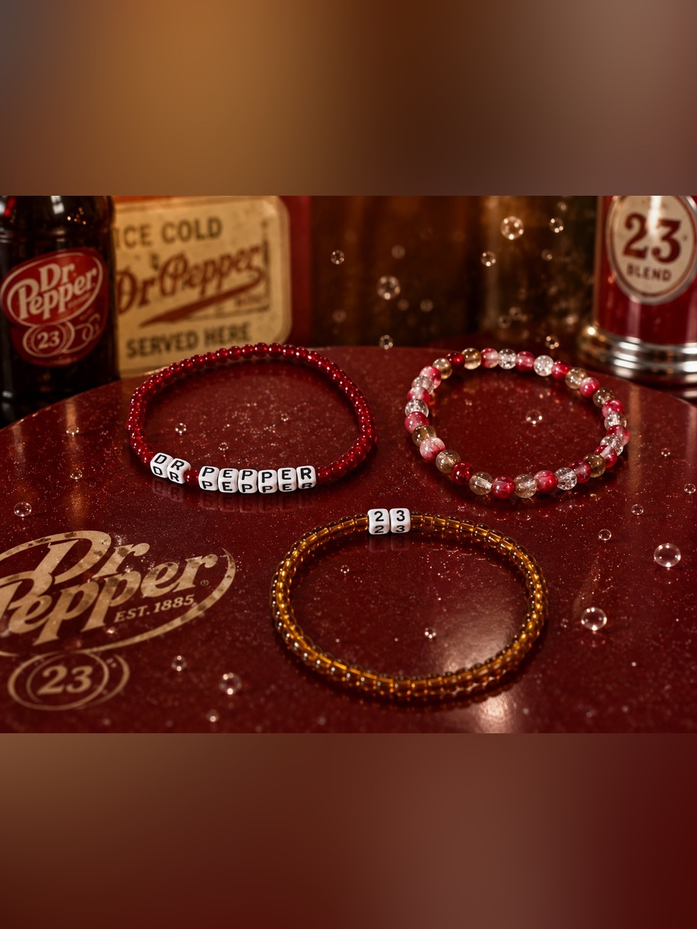 Dr Pepper-Inspired “23 Flavors” Beaded Bracelet Set | 3-Piece Stretch Stack 8”